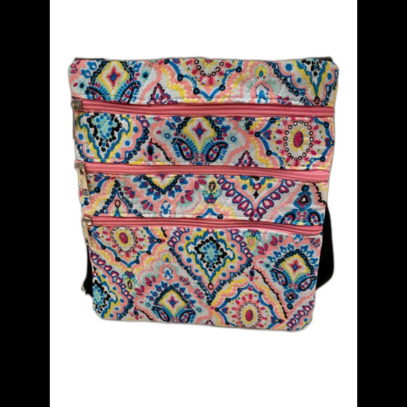 Crossbody Purse 4 Zipper Hipster Boho Stylish Hippie Bag Colorful Paisley - Picture 1 of 9